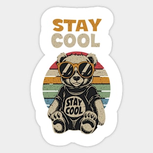 Stay Cool Teddy Bear Wearing Sunglasses Retro Design Sticker